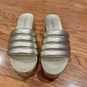 Women's Gold Slide Sandals by J/Slides NYC